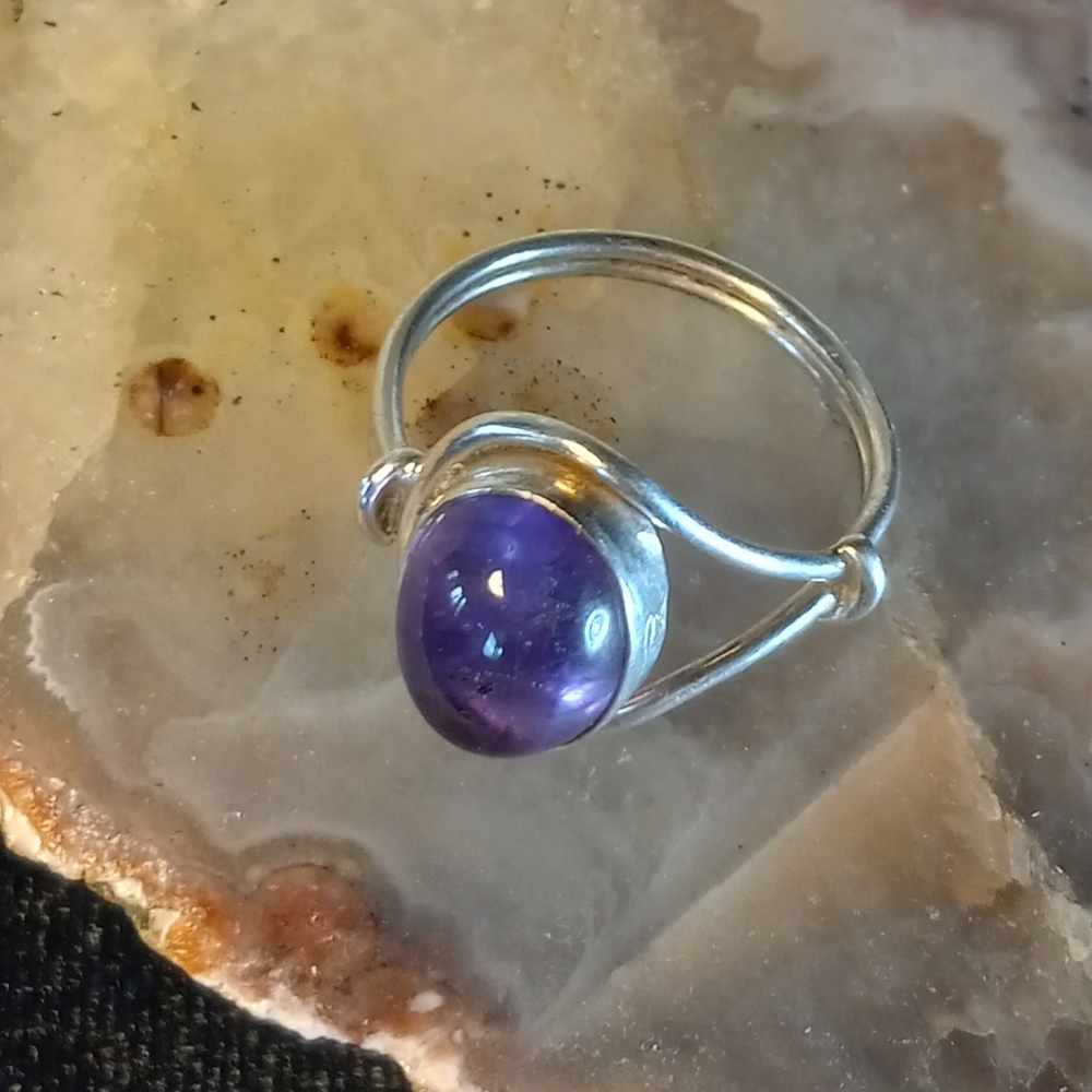 Purple Amethyst Sterling Ring 6/6.5